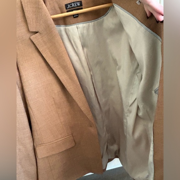 J Crew Willa Blazer Virgin Wool Blend Italian Fabric Size 16 Camel Classic - Picture 11 of 12